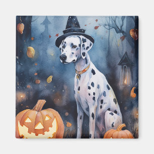 Gruseliger Halloween-Dalmater mit Kürbissen Magnet