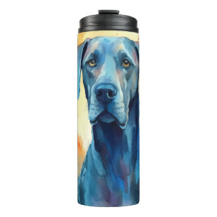 Gruseliger Halloween-Dogge mit Kürbissen Thermosbecher