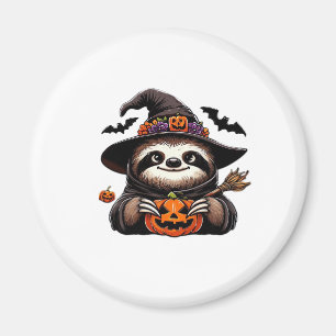 Gruseliger Halloween Faultier Hexenhut-Kostüm Grus Magnet