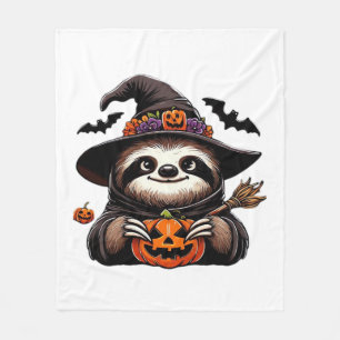 Gruseliger Halloween-Faultier-Hexenhut-Kostüm-spoo Fleecedecke