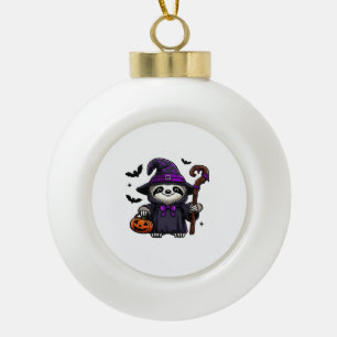 Gruseliger Halloween-Faultier-Hexenhut-Kostüm-Spoo Keramik Kugel-Ornament