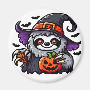 Gruseliger Halloween-Faultier-Hexenhut-Kostüm-spoo Magnet