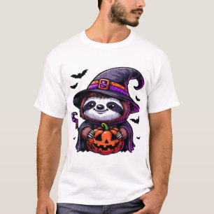 Gruseliger Halloween-Faultier-Hexenhut-Kostüm-spoo T-Shirt