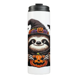 Gruseliger Halloween-Faultier-Hexenhut-Kostüm-spoo Thermosbecher