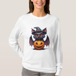 Gruseliger Halloween-Fledermaus Mit Kürbis-Hexenhu T-Shirt