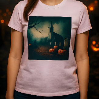 Gruseliger Halloween-Friedhof im vintage-rustikale Tri-Blend Shirt
