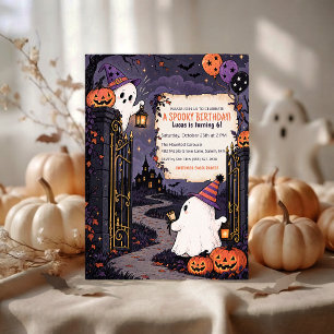 Gruseliger Halloween-Geburtstag Vintage-Geist Einladung