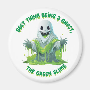 Gruseliger Halloween-Geist bedeckt mit grünem Schl Magnet