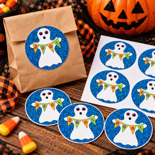 Gruseliger Halloween-Geist Boo Runder Aufkleber