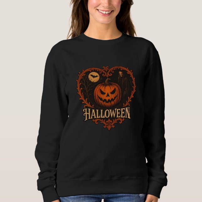 Gruseliger Halloween-Geist Damen Basic Sweatshirt  (Vorderseite)