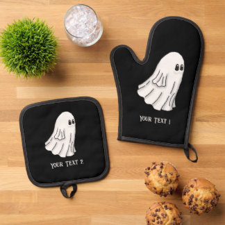 Gruseliger Halloween-Geist Ofenhandschuh & Topflappen-Set