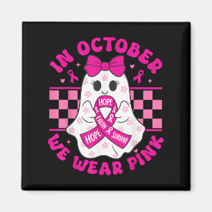 Gruseliger Halloween-Geist Rosa Brustkrebs-Bewusst Magnet