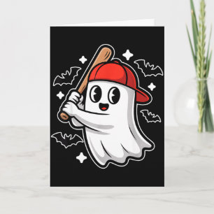 Gruseliger Halloween-Geist und Fledermäuse Basebal Karte