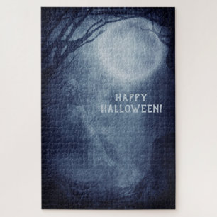 Gruseliger Halloween-Geist Vollmond in der Nacht Puzzle