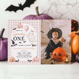 Gruseliger Halloween-Geist zum 1. Geburtstag Foto Einladung
