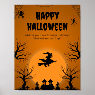 Gruseliger Halloween-Hexen-Silhouette-Plakat  Poster