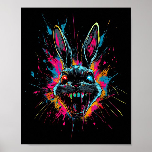 Gruseliger Halloween-Horror-Osterhase Poster (Vorne)