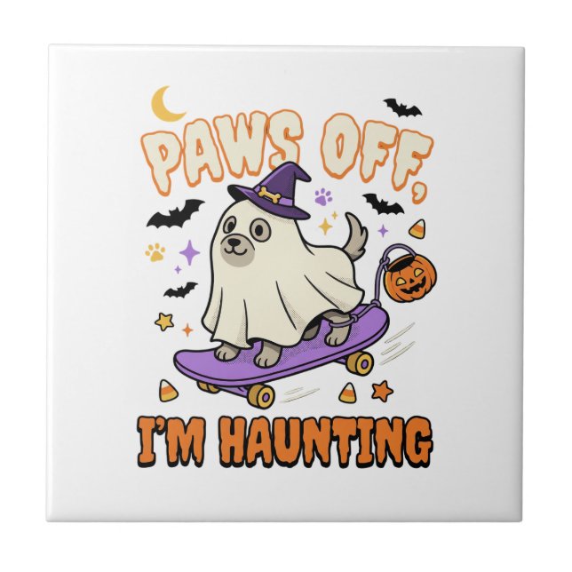 Gruseliger Halloween-Hund-Skate-Ride Fliese (Vorderseite)