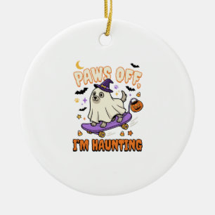 Gruseliger Halloween-Hund-Skate-Ride Keramik Ornament