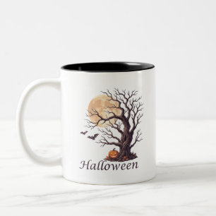 Gruseliger Halloween-Knirschbaum-Kürbis Zweifarbige Tasse