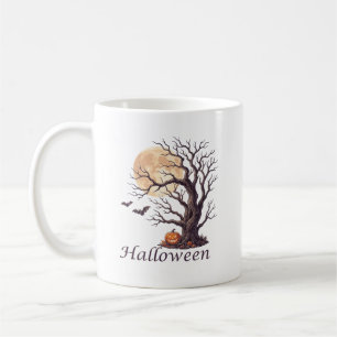 Gruseliger Halloween-Knorriger-Baum-Kürbis Kaffeetasse