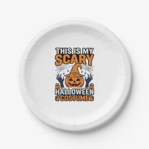 Gruseliger Halloween-Kostüm-Kürbis-Hexenhut-Shirt_ Pappteller