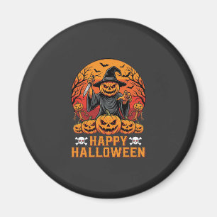 Gruseliger Halloween-Kürbis-Hexen-Vektor-Entwurf Magnet