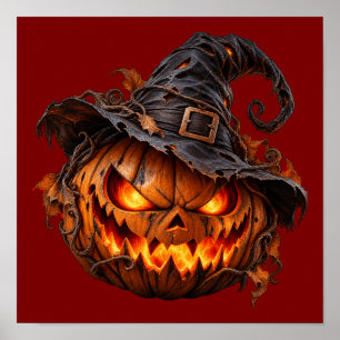 Gruseliger Halloween-Kürbis-Hexenhut-Plakat - Goth Poster