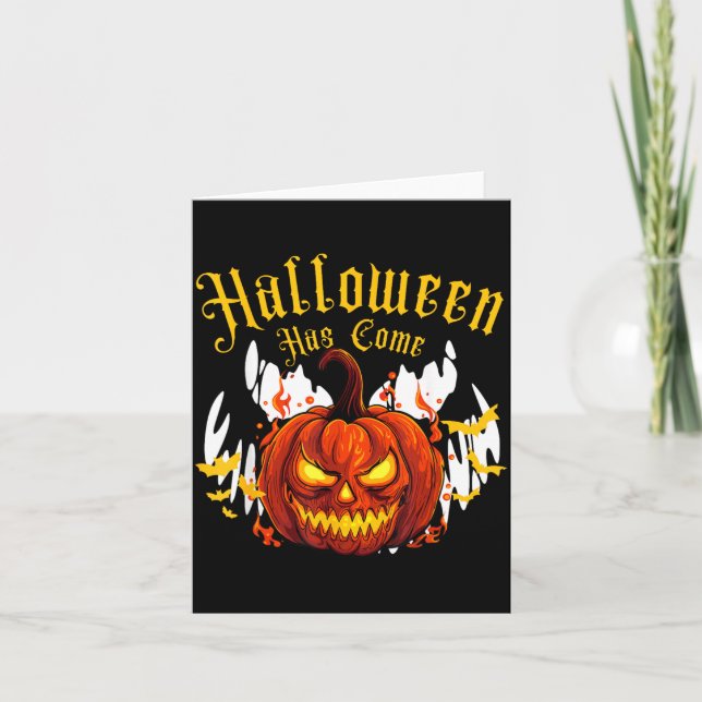 Gruseliger Halloween-Kürbis Karte (Vorderseite)