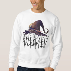 Gruseliger Halloween-Kürbis mit leuchtenden Augen Sweatshirt