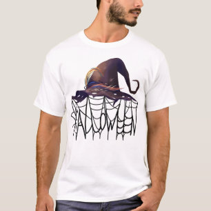 Gruseliger Halloween-Kürbis mit leuchtenden Augen T-Shirt