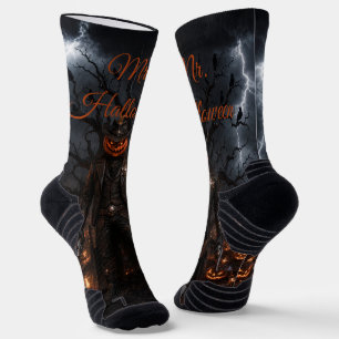 Gruseliger Halloween-Kürbis-Sheriff-Cowboy-Blitz Socken