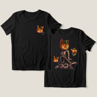 Gruseliger Halloween-Kürbis-Skelett-Katze Tri-Blend Shirt