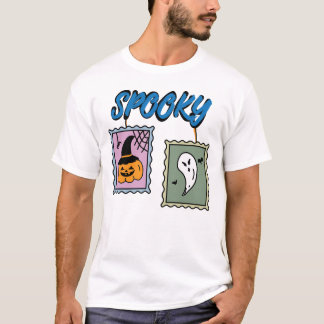 Gruseliger Halloween-Kürbis und Vintage-Ghost-Stem T-Shirt