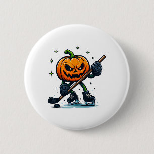 Gruseliger Halloween-Kürbis zeigt Hockey-Fähigkeit Button