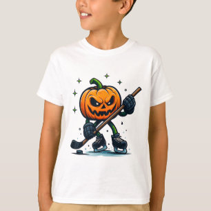 Gruseliger Halloween-Kürbis zeigt Hockey-Fähigkeit T-Shirt