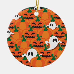 Gruseliger Halloween-Kürbisfeld-Geister Keramikornament