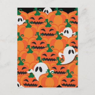 Gruseliger Halloween-Kürbisfeld-Geister Postkarte