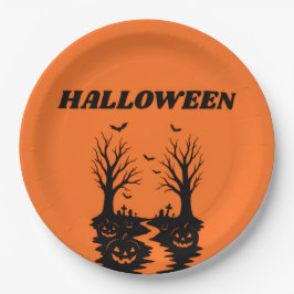 Gruseliger Halloween-Kürbisfeld-Papierteller Pappteller