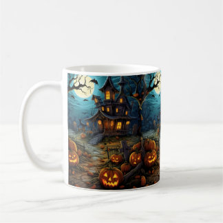 Gruseliger Halloween-Kürbishaushorror-Kaffeebecher Kaffeetasse
