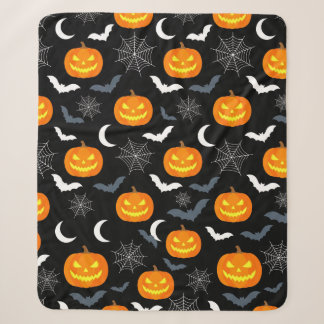 Gruseliger Halloween-Kürbismuster-Flieswurfwurf Sherpadecke