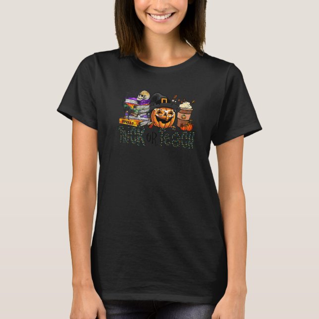 Gruseliger Halloween-Lehrer Süßer Streich oder Leh T-Shirt (Vorderseite)