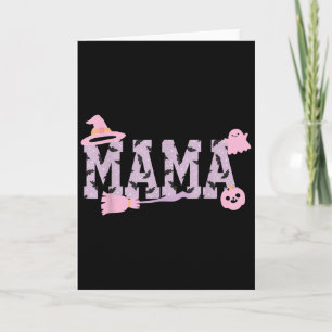 Gruseliger Halloween-Mama-Varsity-Mom-Pastellrosa- Karte