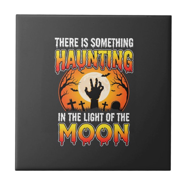 Gruseliger Halloween-Mond-Friedhof-Horror Fliese (Vorderseite)