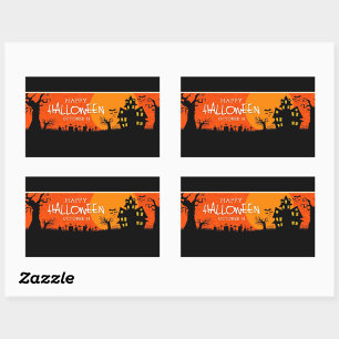 Gruseliger Halloween-Nacht-Label Rechteckiger Aufkleber