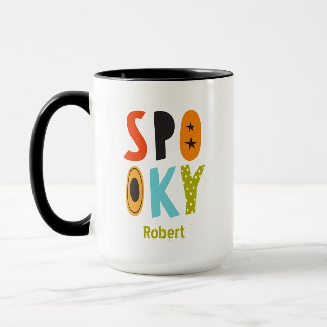 Gruseliger Halloween-Name personalisiert  Tasse (Links)