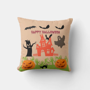 Gruseliger Halloween-Orange-Tan-Glanz Kissen