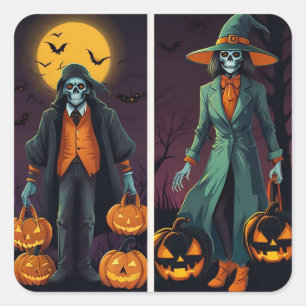 Gruseliger Halloween Quadratischer Aufkleber