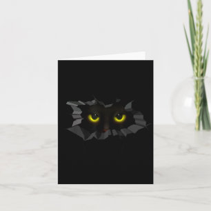 Gruseliger Halloween-Schwarzer-Kater-guckt-heraus  Karte
