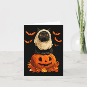 Gruseliger Halloween-Schwarzer-Katze-Geist-Kürbis- Karte